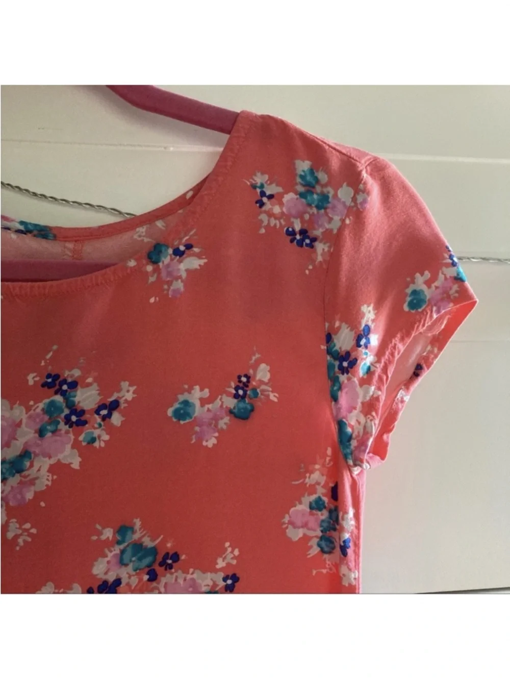 Old Navy Pink Floral Dresses with Blue and White Blooms
